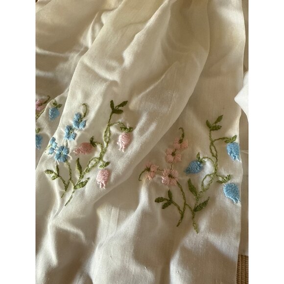 Vintage Baby Dress With Pink Satin Trim & Floral Embroidery - Picture 2 of 16